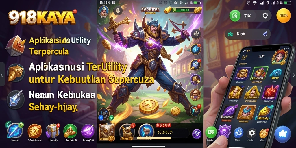 Screenshot 918KAYA menampilkan antarmuka aplikasi Utility yang modern.