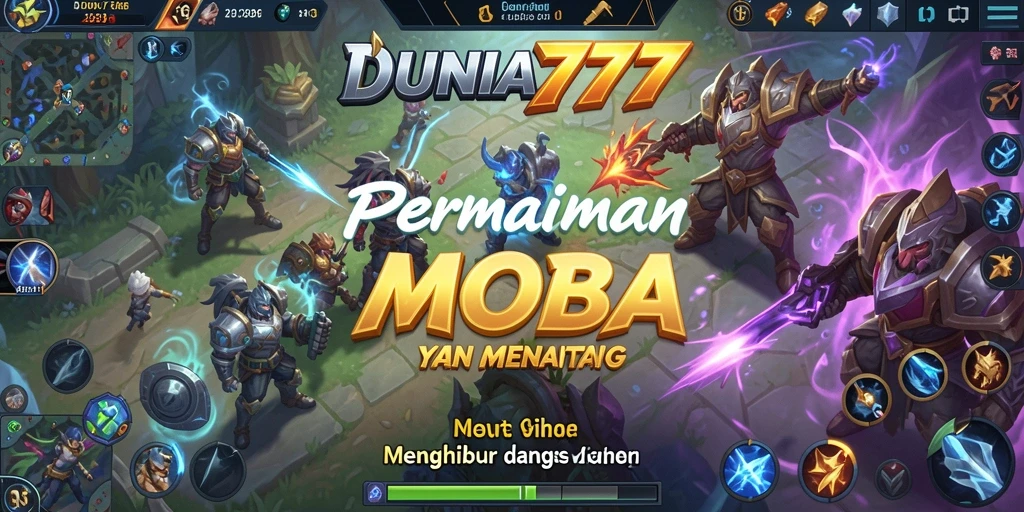 Screenshot DUNIA777 menunjukkan aksi penuh strategi dalam pertarungan MOBA.