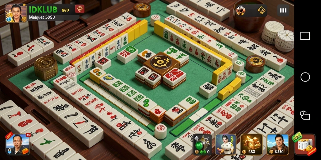 Tangkapan layar permainan IDKLUB yang menunjukkan aksi Mahjong yang seru.