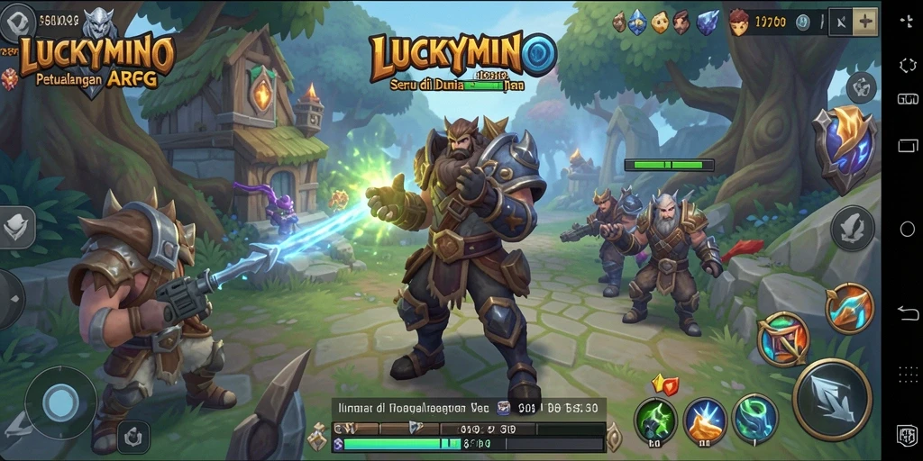 Tampilan gameplay seru di dunia fantasi LUCKYMINO.
