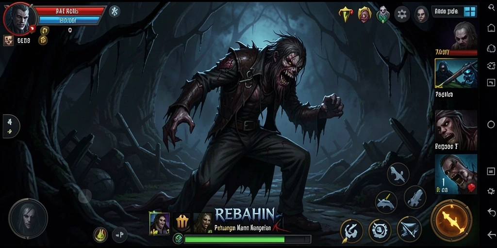 Tampilan menyeramkan dari gameplay REBAHIN yang mencekam.