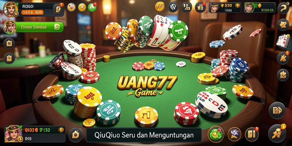 Screenshot gameplay UANG77 menampilkan permainan QiuQiu yang seru.
