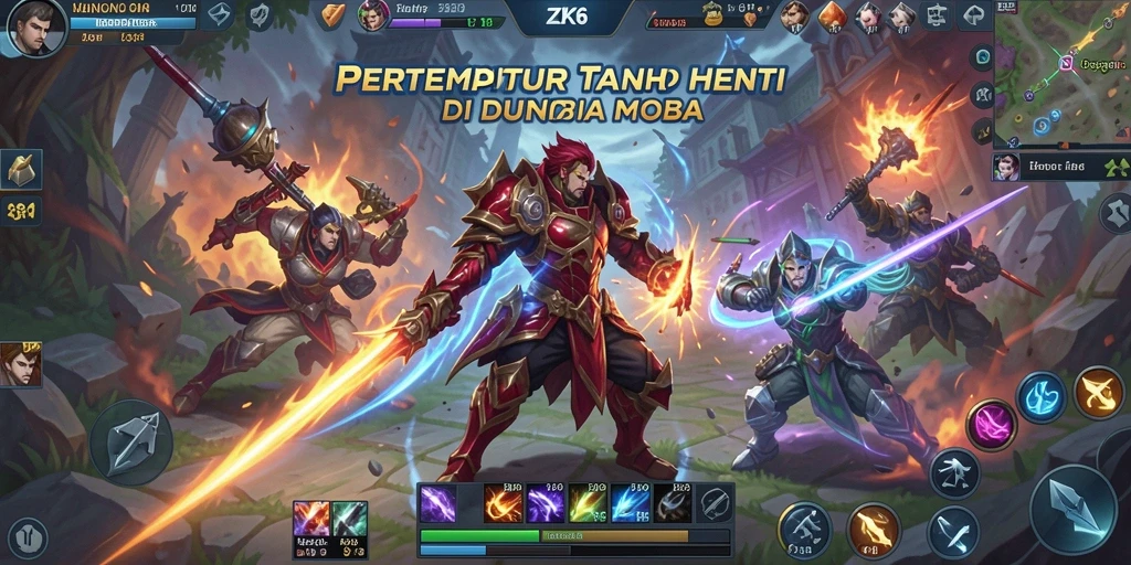 Tampilan screenshot gameplay ZK6 yang menegangkan di arena perang.